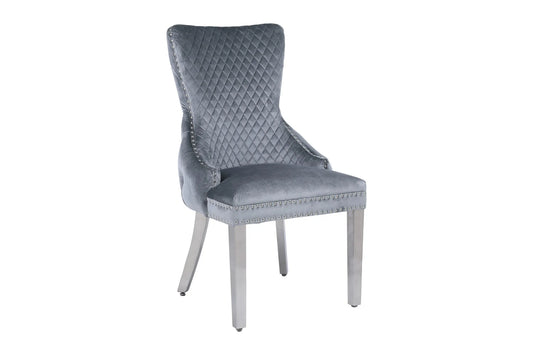 Victoria Grey Lion Knocker Dining Chair (Set of 2)