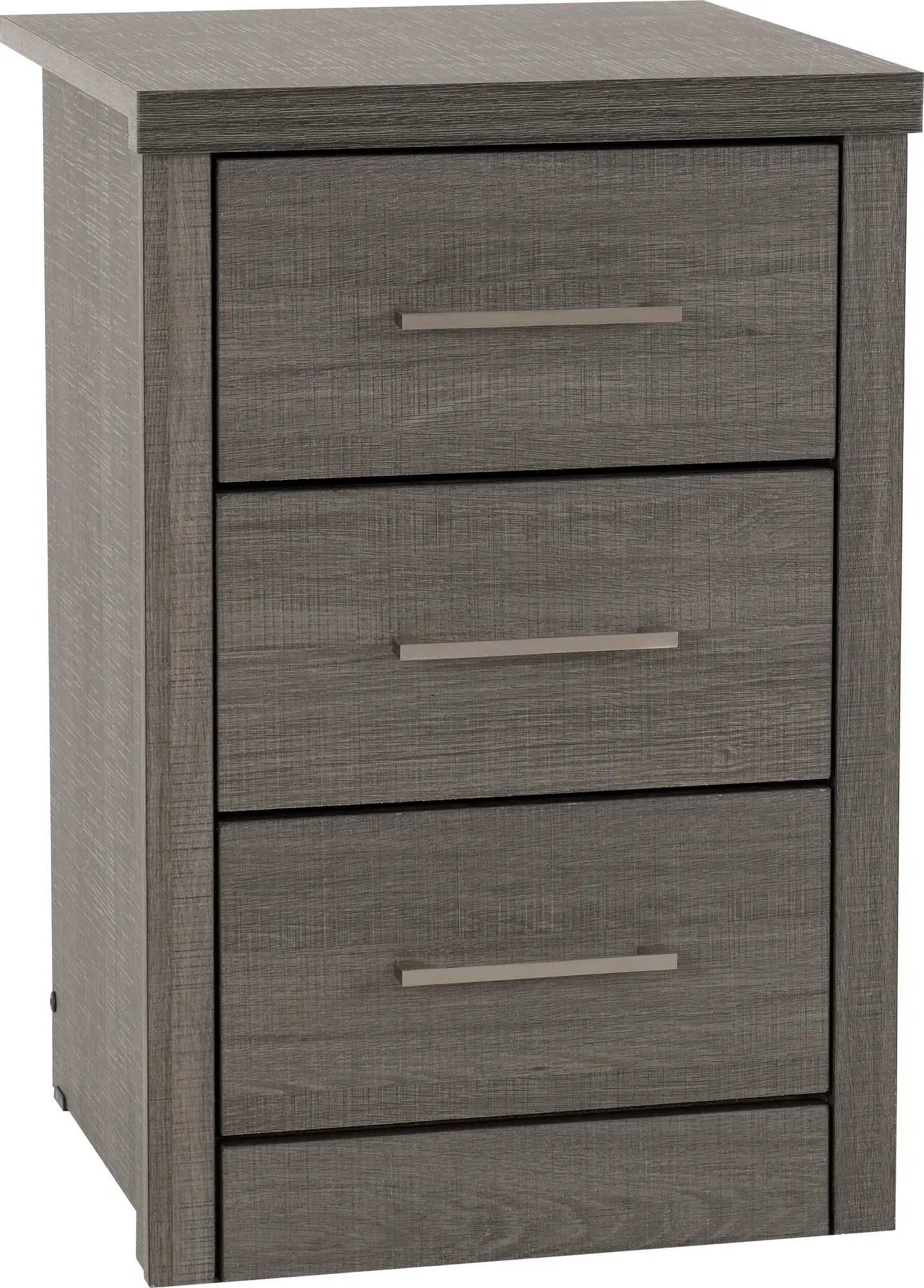 Lisbon 3 Drawer Bedside Black Wood Grain 2020  01