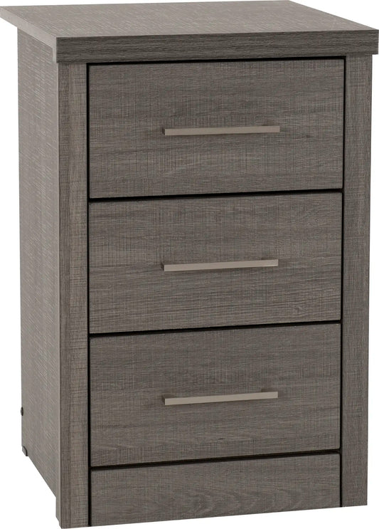 Lisbon 3 Drawer Bedside Black Wood Grain 2020  01