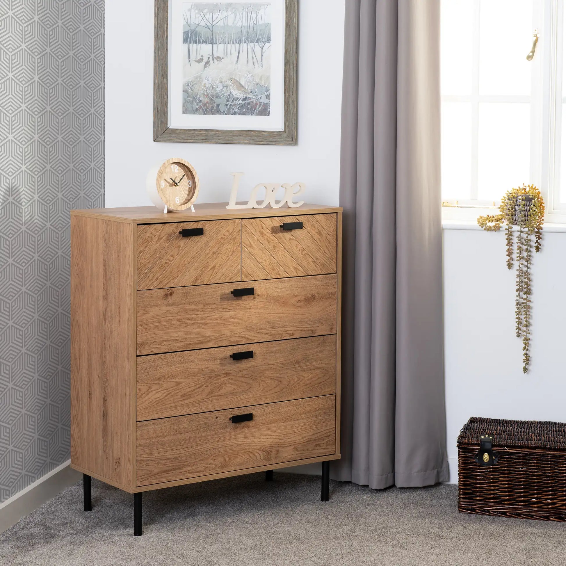 Leon 3+2 Drawer Chest   Medium Oak Effect 2023  07