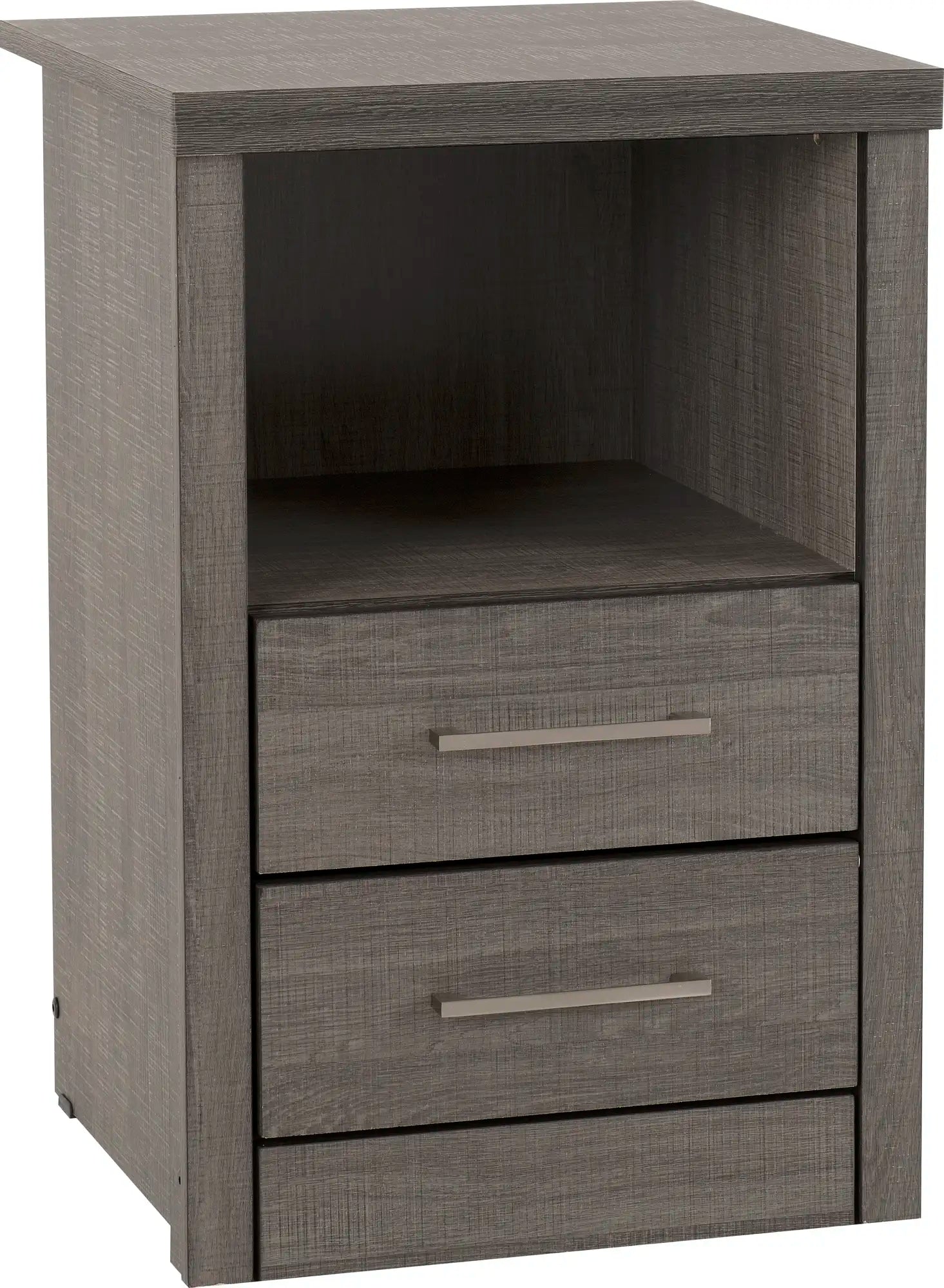 Lisbon 2 Drawer Bedside Black Wood Grain 2020  01