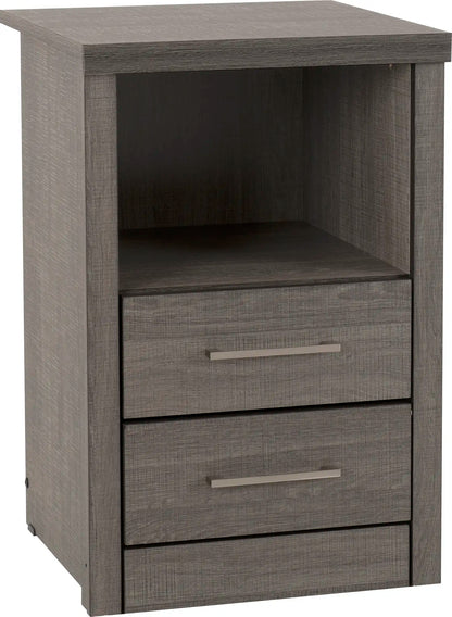 Lisbon 2 Drawer Bedside Black Wood Grain 2020  01