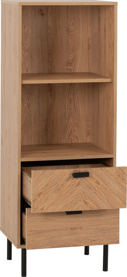 Leon 2 Drawer 2 Shelf Cabinet   Medium Oak Effect 2023  02