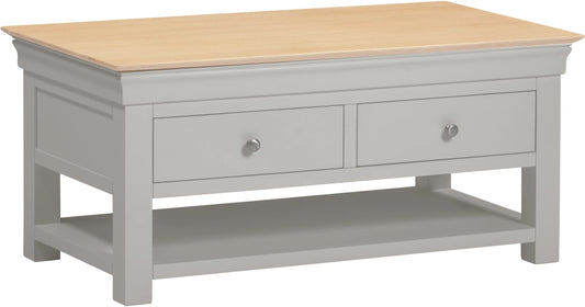Bordeaux 2 Drawer Coffee Table   Pebble Grey Oak  01