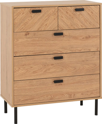 Leon 3+2 Drawer Chest   Medium Oak Effect 2023  01