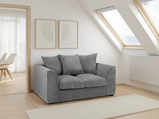 Harley Jumbo Sofa – Grey Fabric (2 Seater)