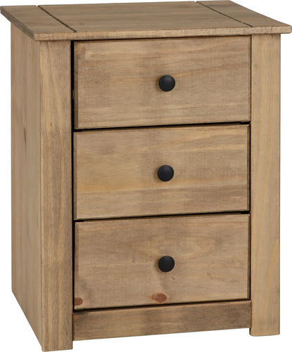 Panama 3 Drawer Bedside Natural Wax 2019 01