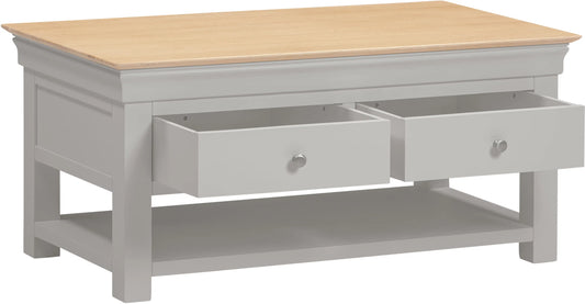 Bordeaux 2 Drawer Coffee Table   Pebble Grey Oak  02