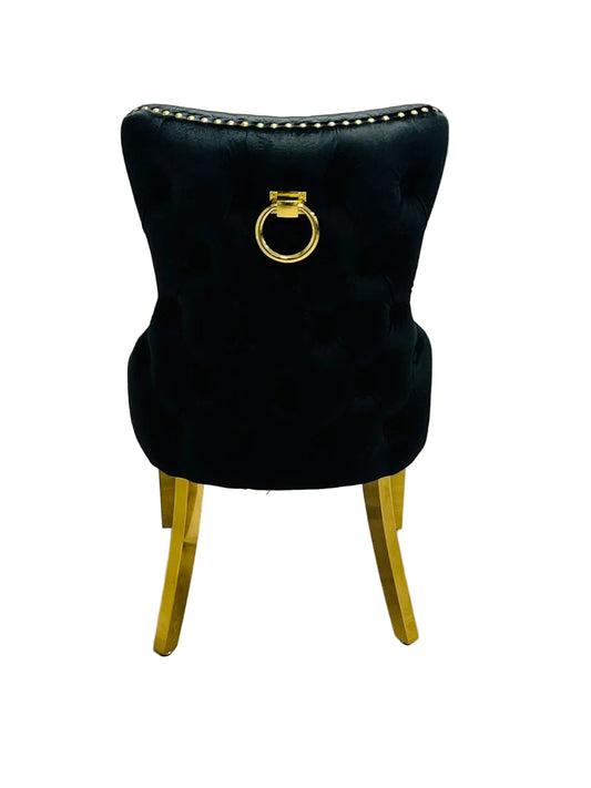 Victoria Black & Gold Ring Knocker Dining Chair (Set of 2)