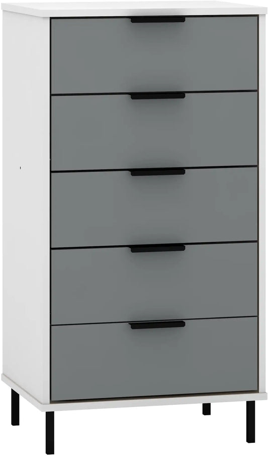 Madrid 5 Drawer Chest   Greywhite Gloss 2022  F01