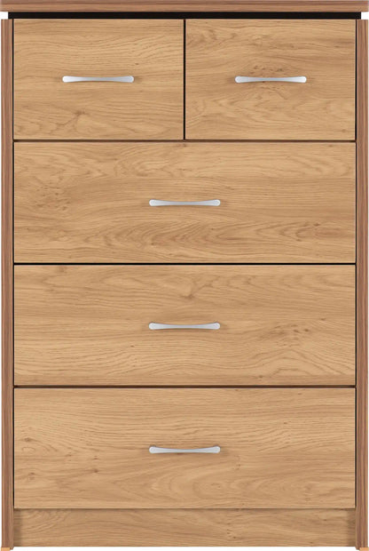 Charles 3+2 Drawer Chest Oak Effect Veneer 2021  03