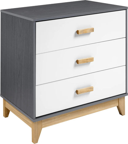 Cleveland 3 Drawer Chest   Whitegrey Metal Effect 2023  F 01