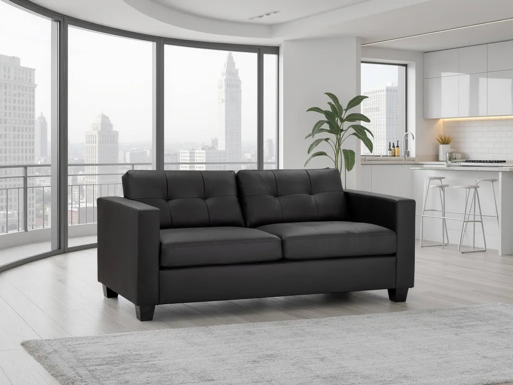 Jerry Sofa Range – Black & Grey Faux Leather