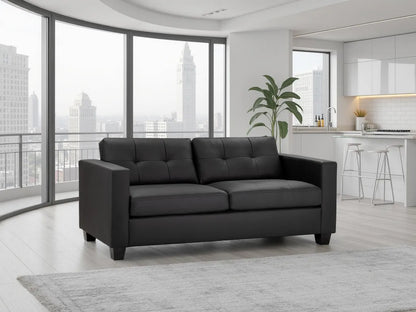 Jerry Sofa Range – Black & Grey Faux Leather