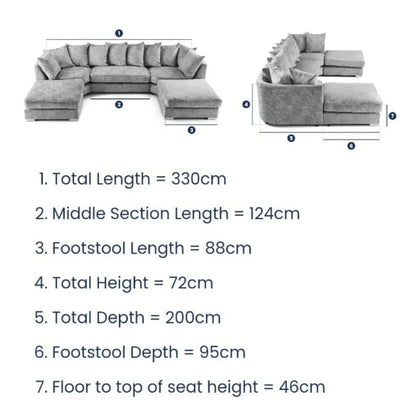 Bishop U-Shape Sofa Scatter Back – Silver