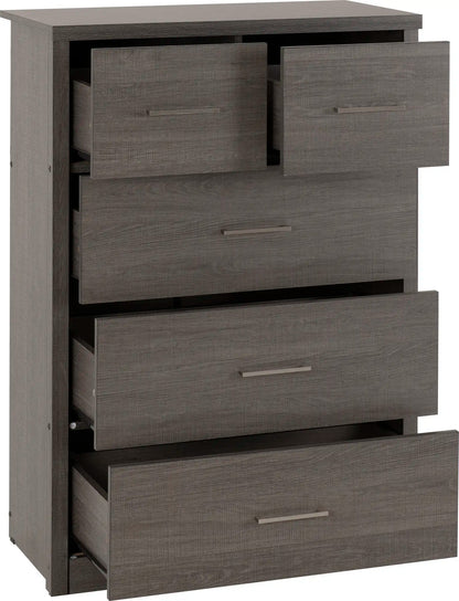 Lisbon 3+2 Drawer Chest Black Wood Grain 2020  02