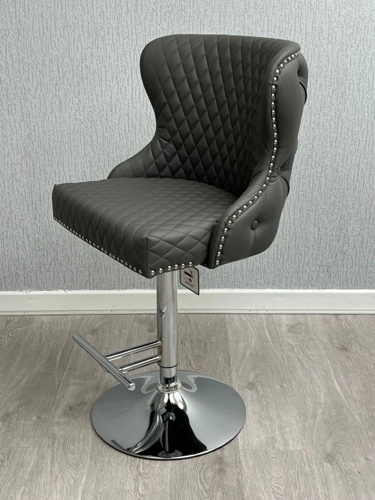 Valentino Hudson Grey PU Bar Stool