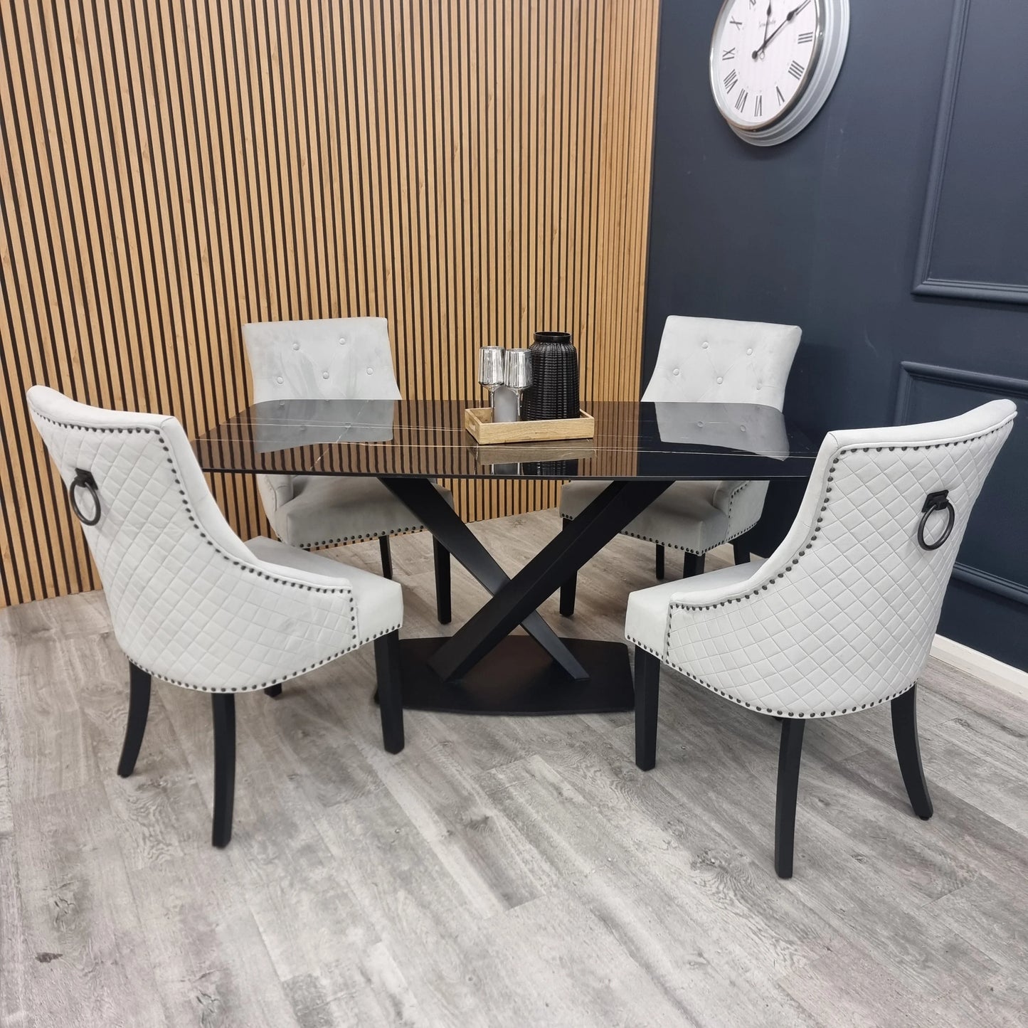 Bentley Black Leg Velvet Dining Chair – Set of 2