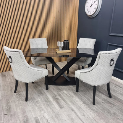 Bentley Black Leg Velvet Dining Chair – Set of 2