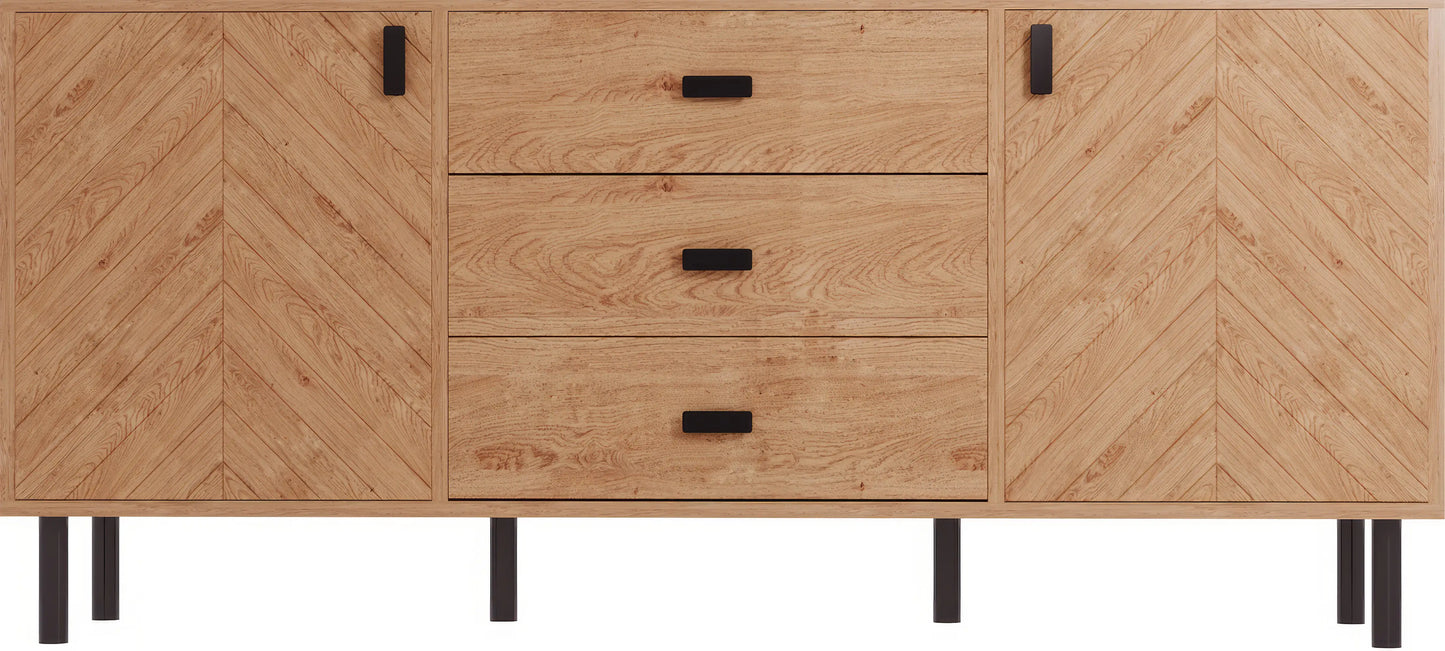 Leon 2 Door 3 Drawer Sideboard   Medium Oak Effect 2023  02 Dx
