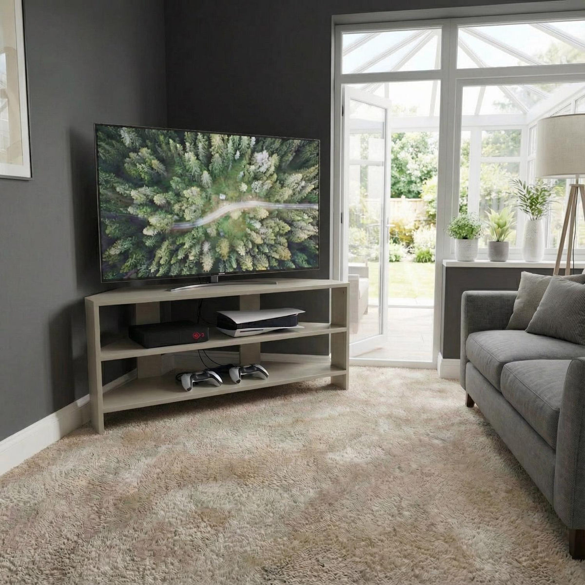 Corner TV Unit - Sage Green