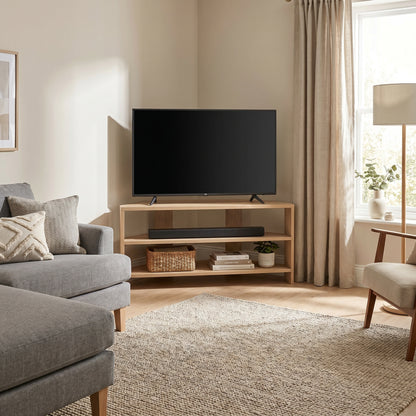 Corner TV Unit - Oak Finish