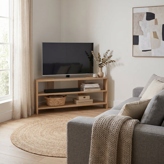 Corner TV Unit - Oak Finish
