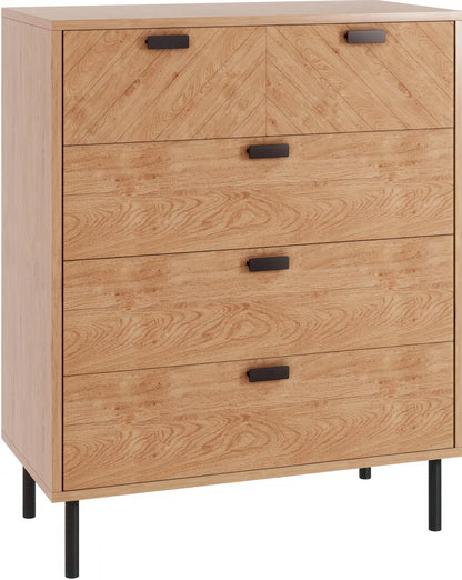 Leon 3+2 Drawer Chest   Medium Oak Effect 2023  01 Dx