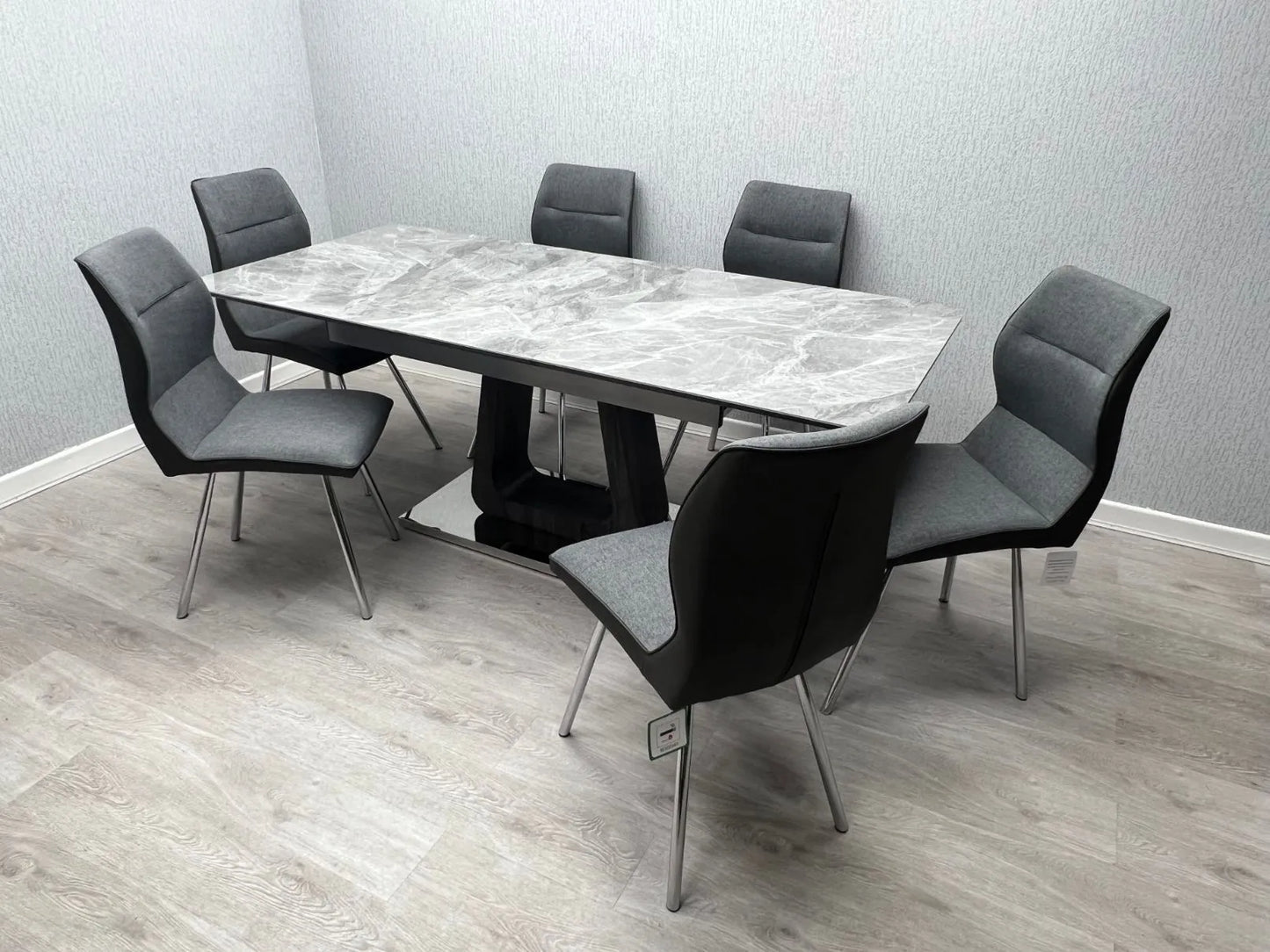 Zermatt Ceramic Extendable Dining Table 1.6m - 2m with 6 Zermatt Chairs