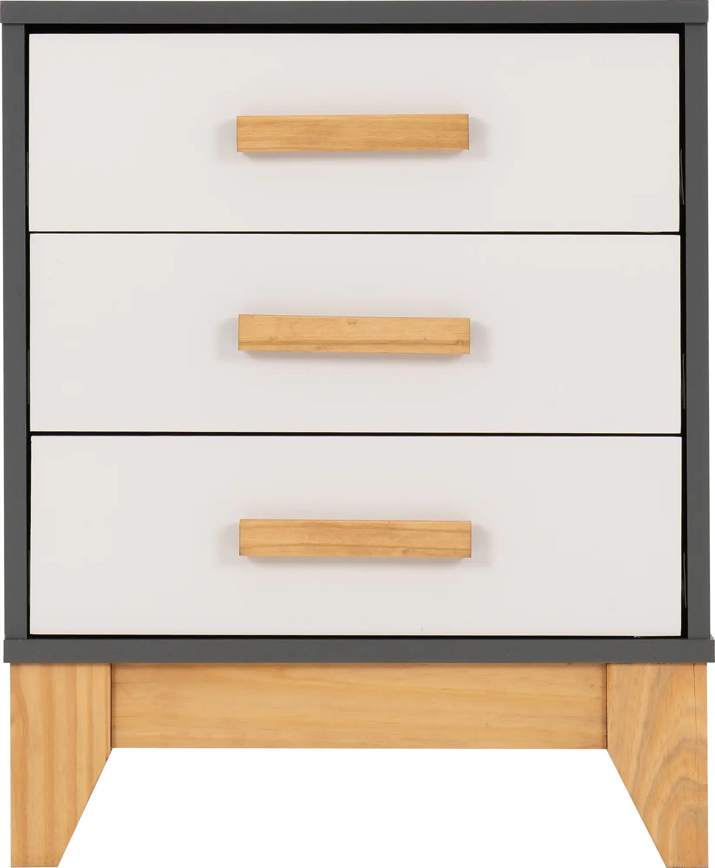 Cleveland 3 Drawer Bedside   Whitegrey Metal Effect 2024  03