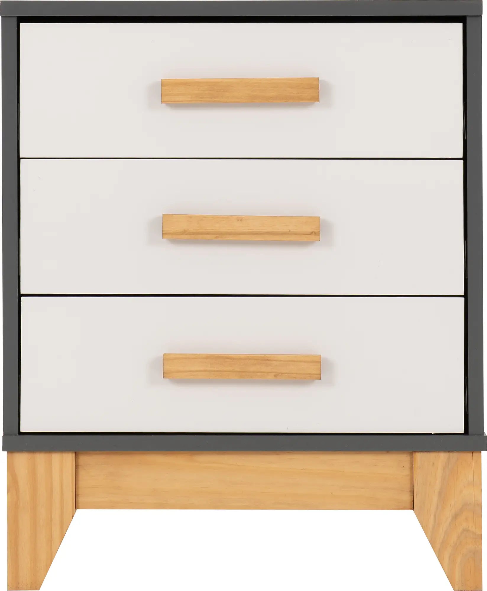 Cleveland 3 Drawer Bedside   Whitegrey Metal Effect 2024  03