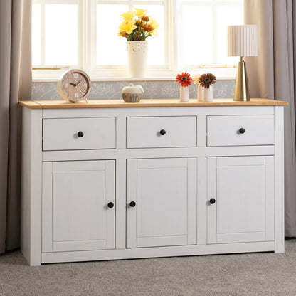 Panama 3 Door 3 Drawer Sideboard   Whitenatural Wax 2023  08