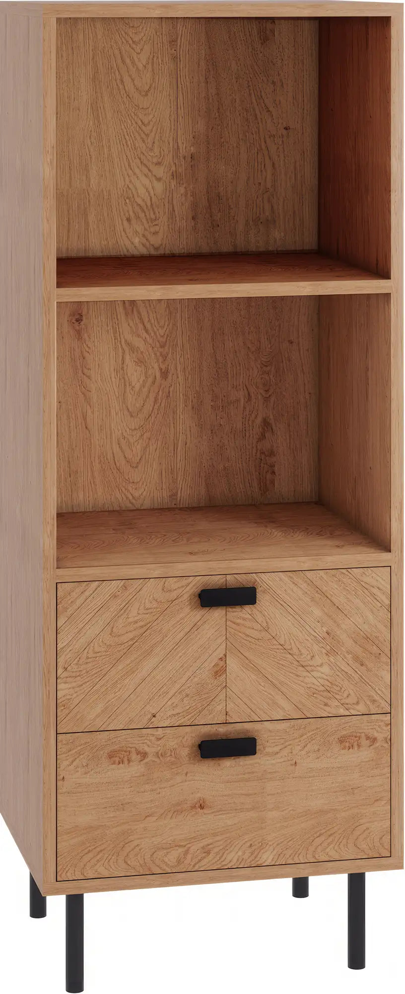 Leon 2 Drawer 2 Shelf Cabinet   Medium Oak Effect 2023  01 Dx