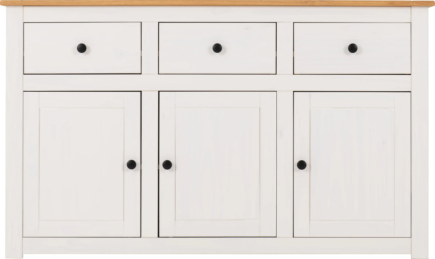 Panama 3 Door 3 Drawer Sideboard   Whitenatural Wax 2023  03
