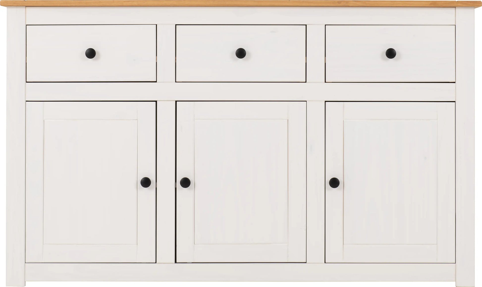 Panama 3 Door 3 Drawer Sideboard   Whitenatural Wax 2023  03