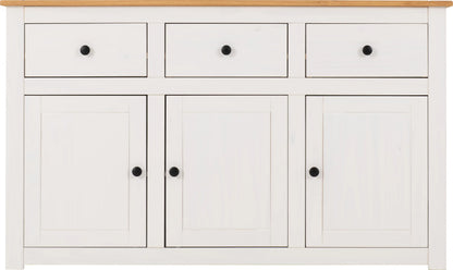 Panama 3 Door 3 Drawer Sideboard   Whitenatural Wax 2023  03