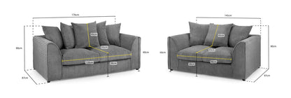 Harley Jumbo Sofa Grey 3+2 Set