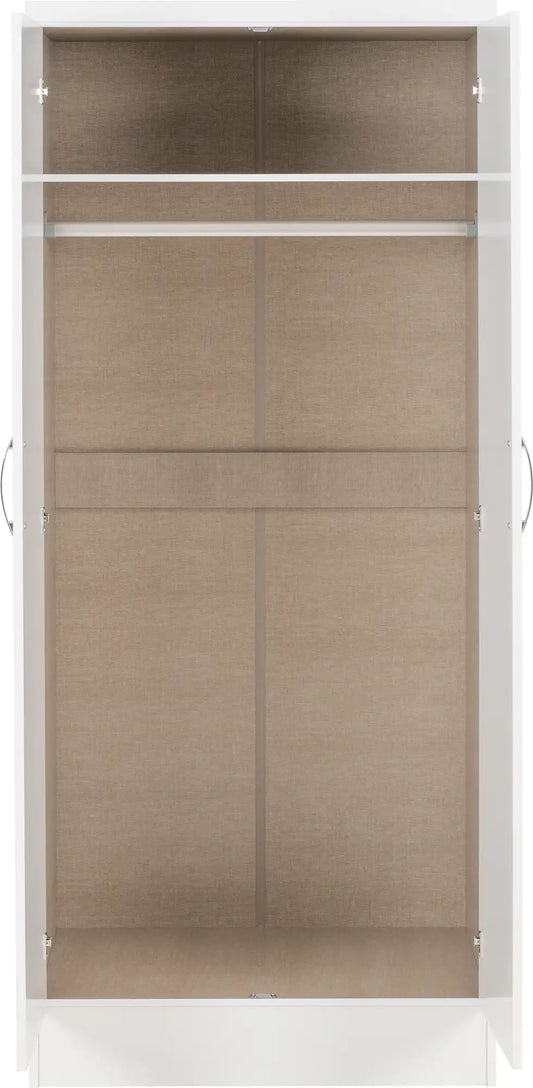 Nevada 2 Door All Hanging Wardrobe   White Gloss 2023  03
