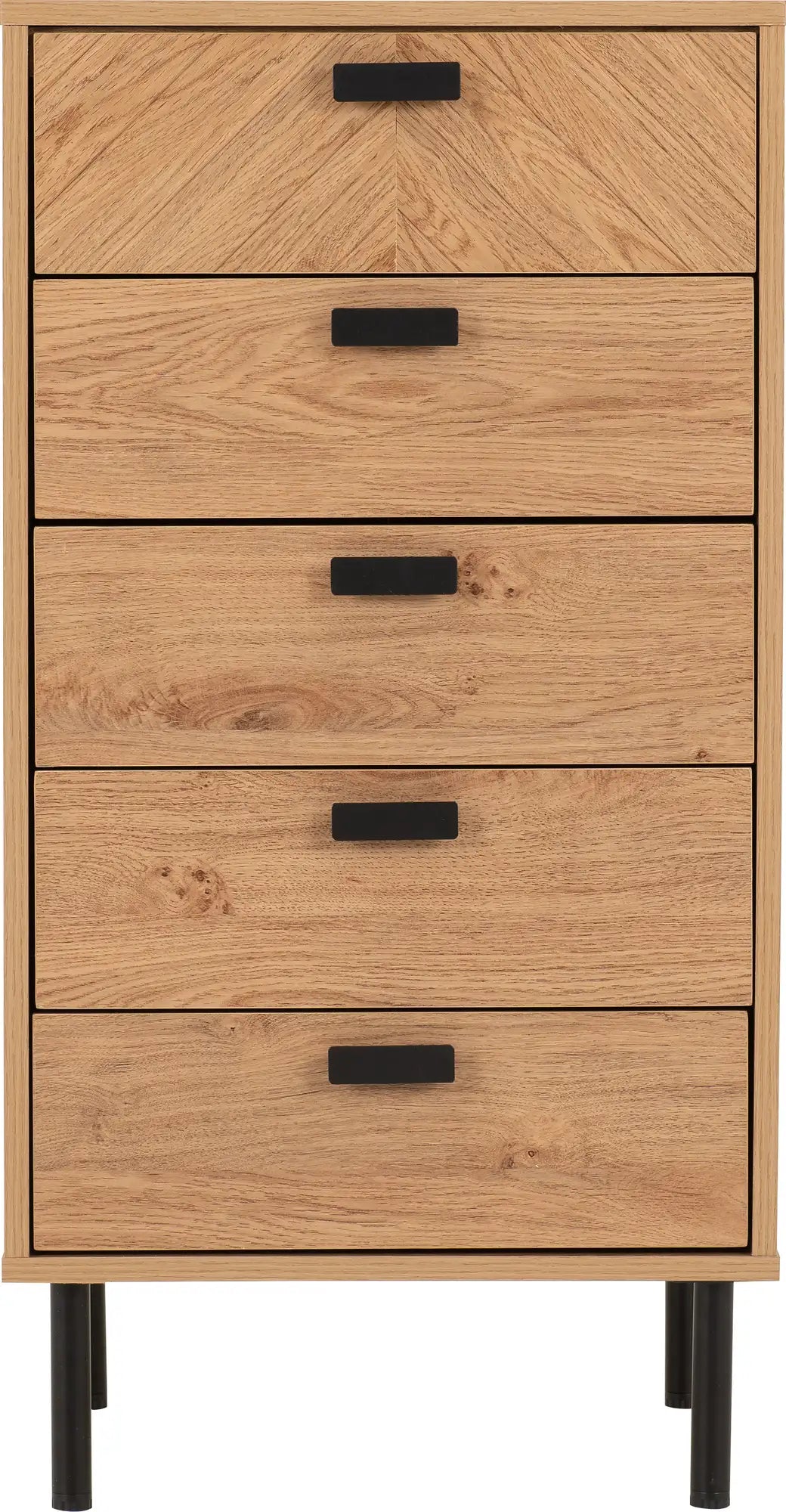 Leon 5 Drawer Narrow Chest   Medium Oak Effect 2023  03