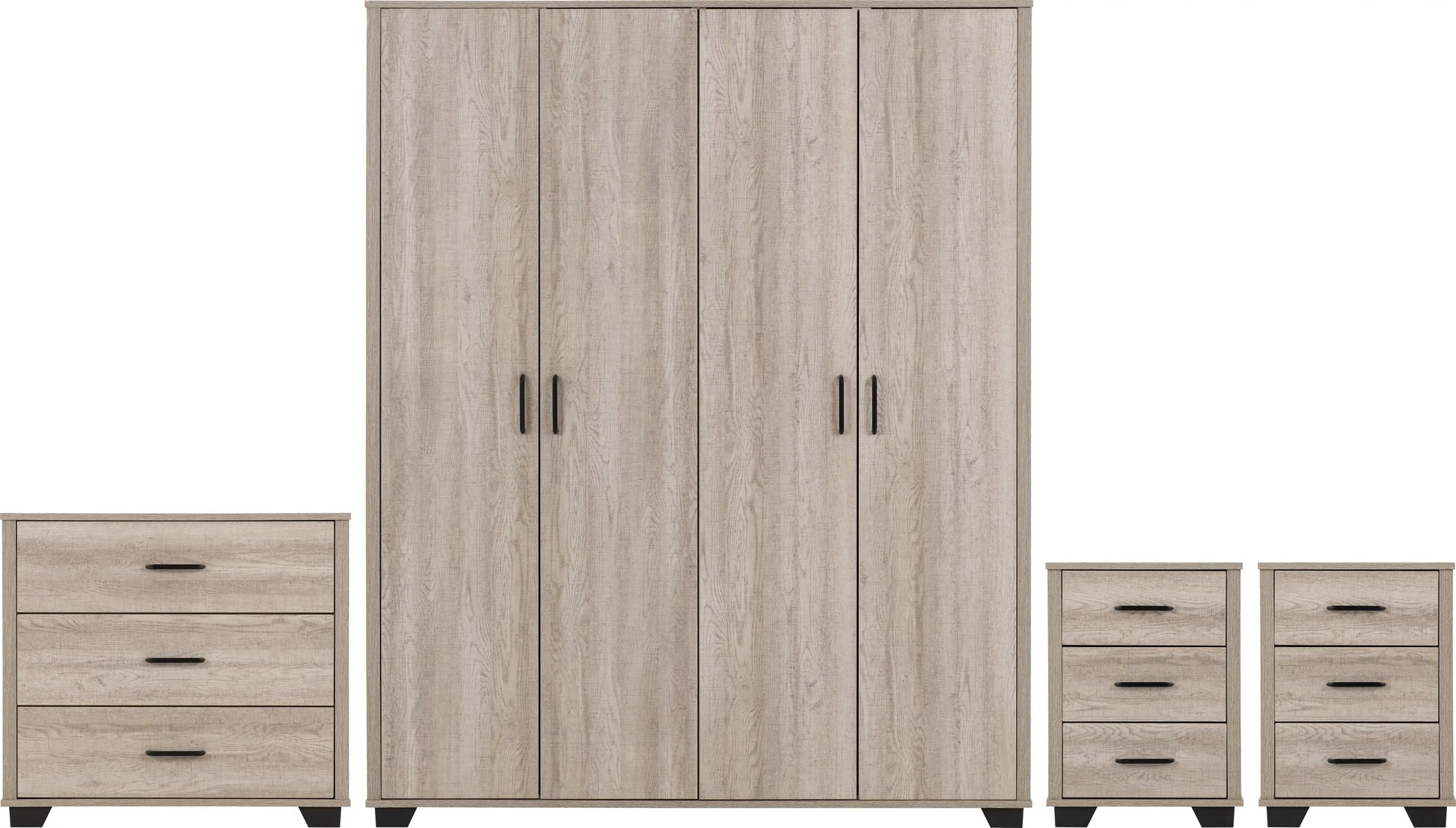Oliver 4 Door Wardrobe Bedroom Set   Light Oak Effect 2024