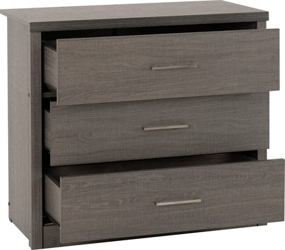 Lisbon 3 Drawer Chest Black Wood Grain 2020  02