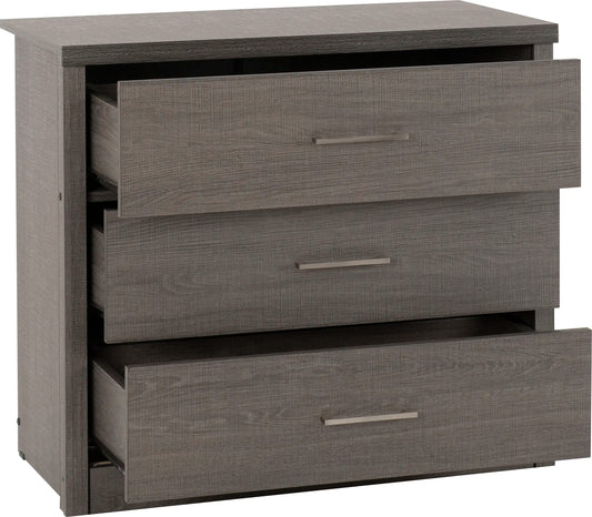 Lisbon 3 Drawer Chest Black Wood Grain 2020  02