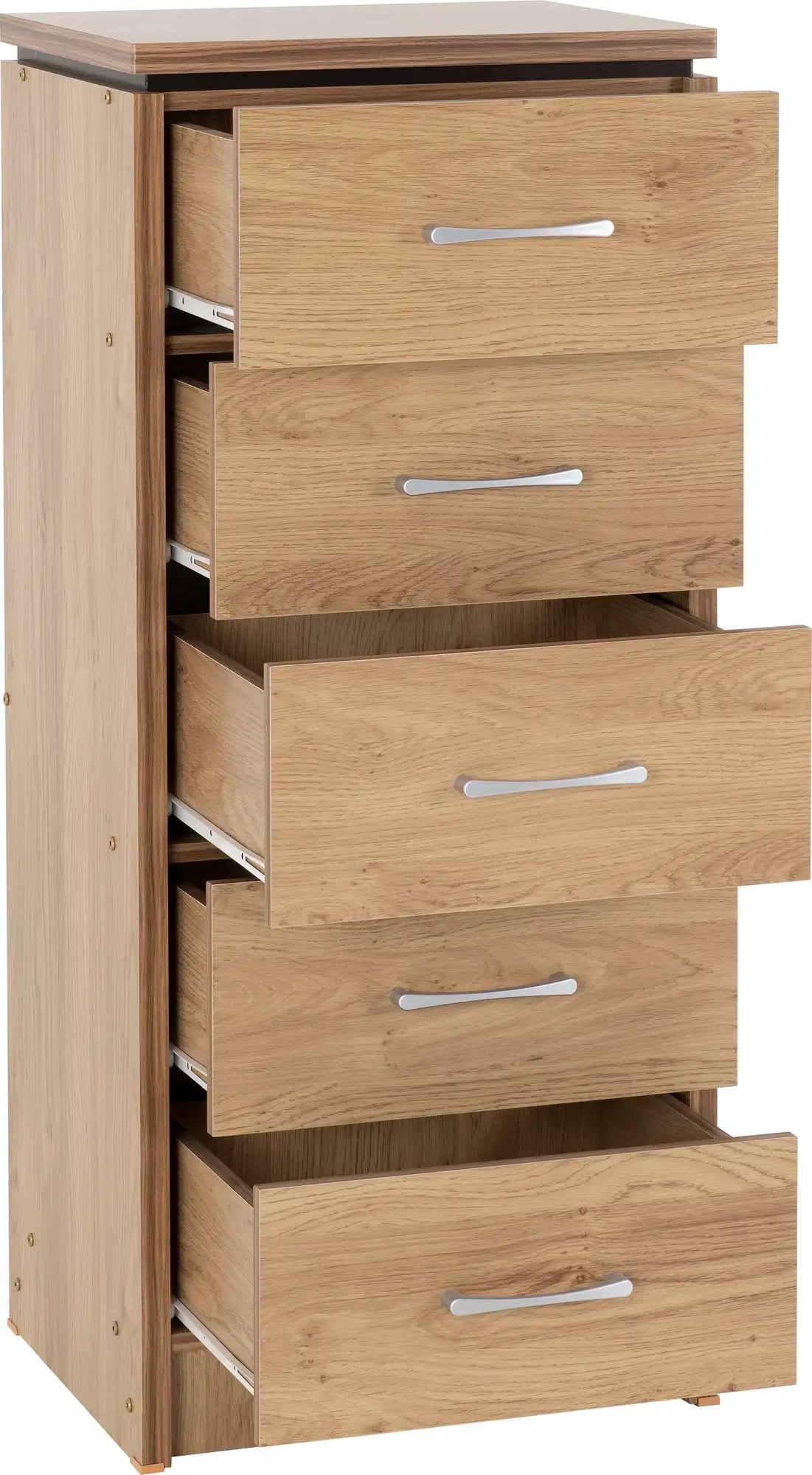 Charles 5 Drawer Narrow Chest Oak Effect Veneer 2021  02