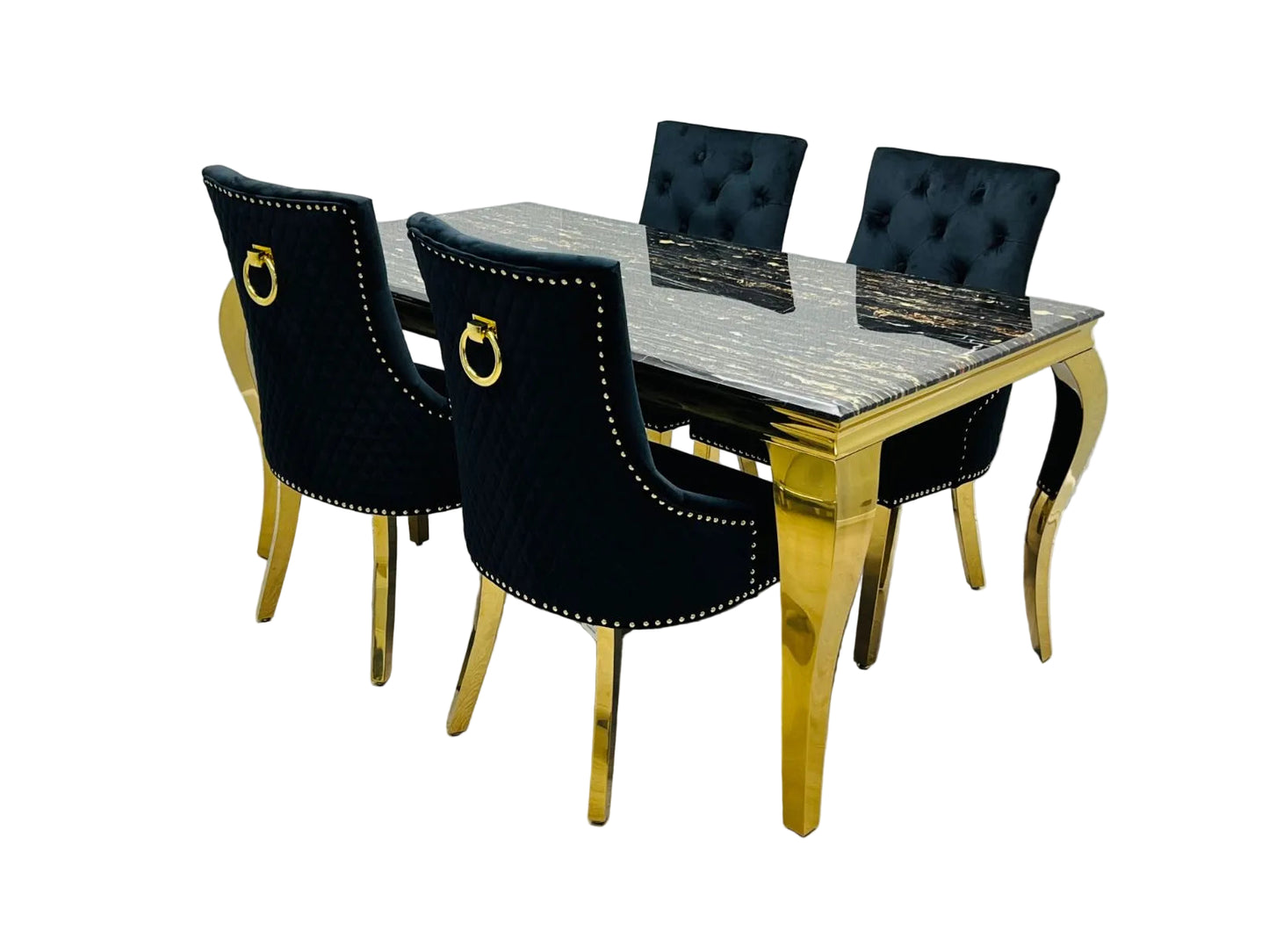 Sofia Black & Gold Dining Table – All Sizes