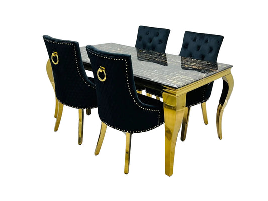Sofia Black & Gold Dining Table – All Sizes