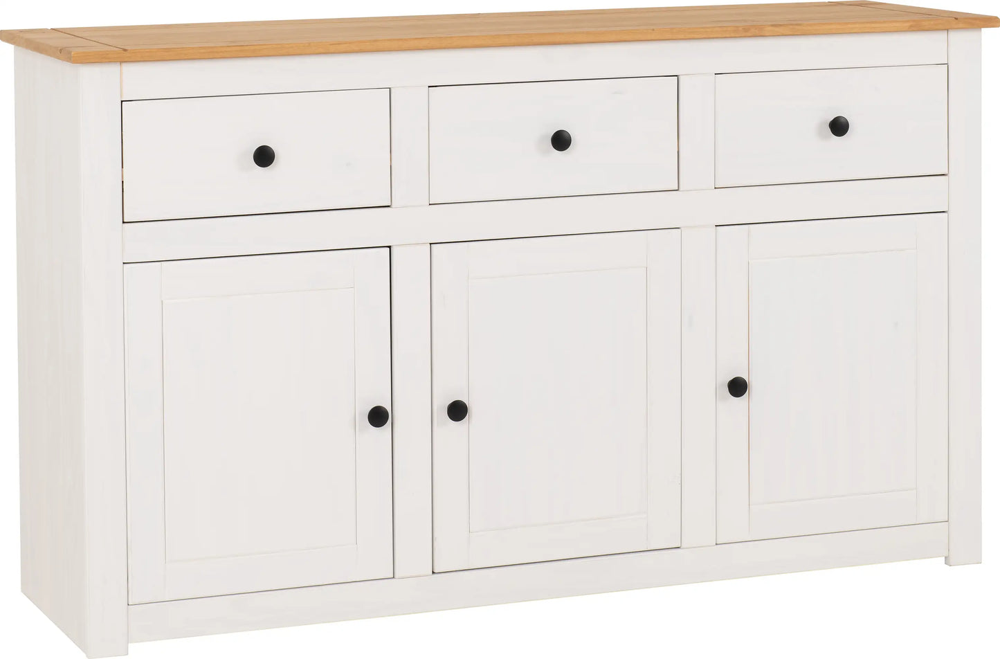 Panama 3 Door 3 Drawer Sideboard   Whitenatural Wax 2023  01