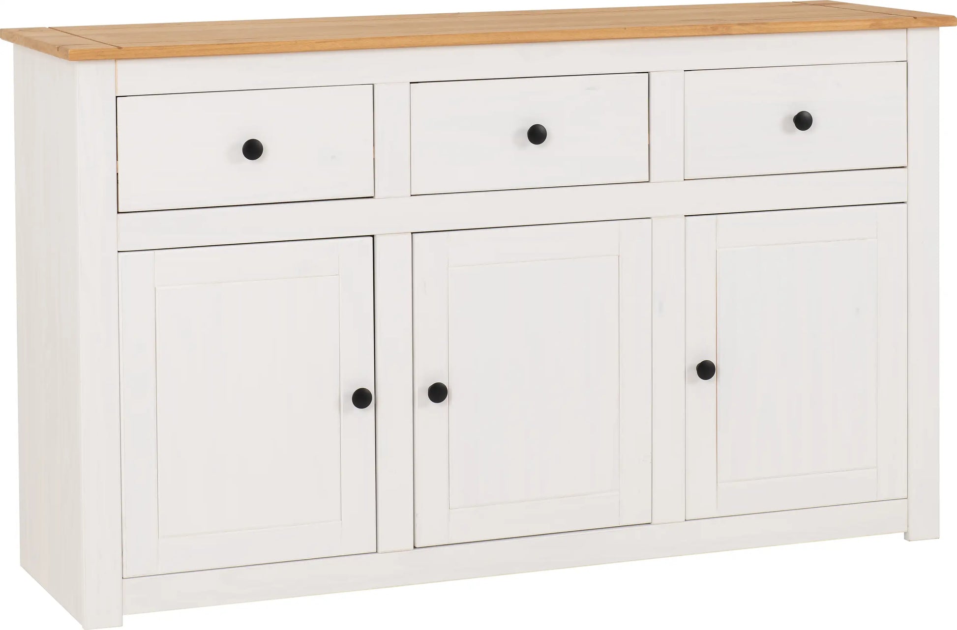 Panama 3 Door 3 Drawer Sideboard   Whitenatural Wax 2023  01