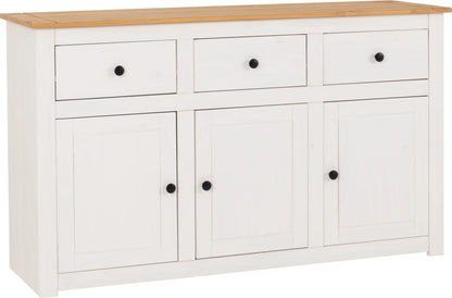 Panama 3 Door 3 Drawer Sideboard   Whitenatural Wax 2023  01