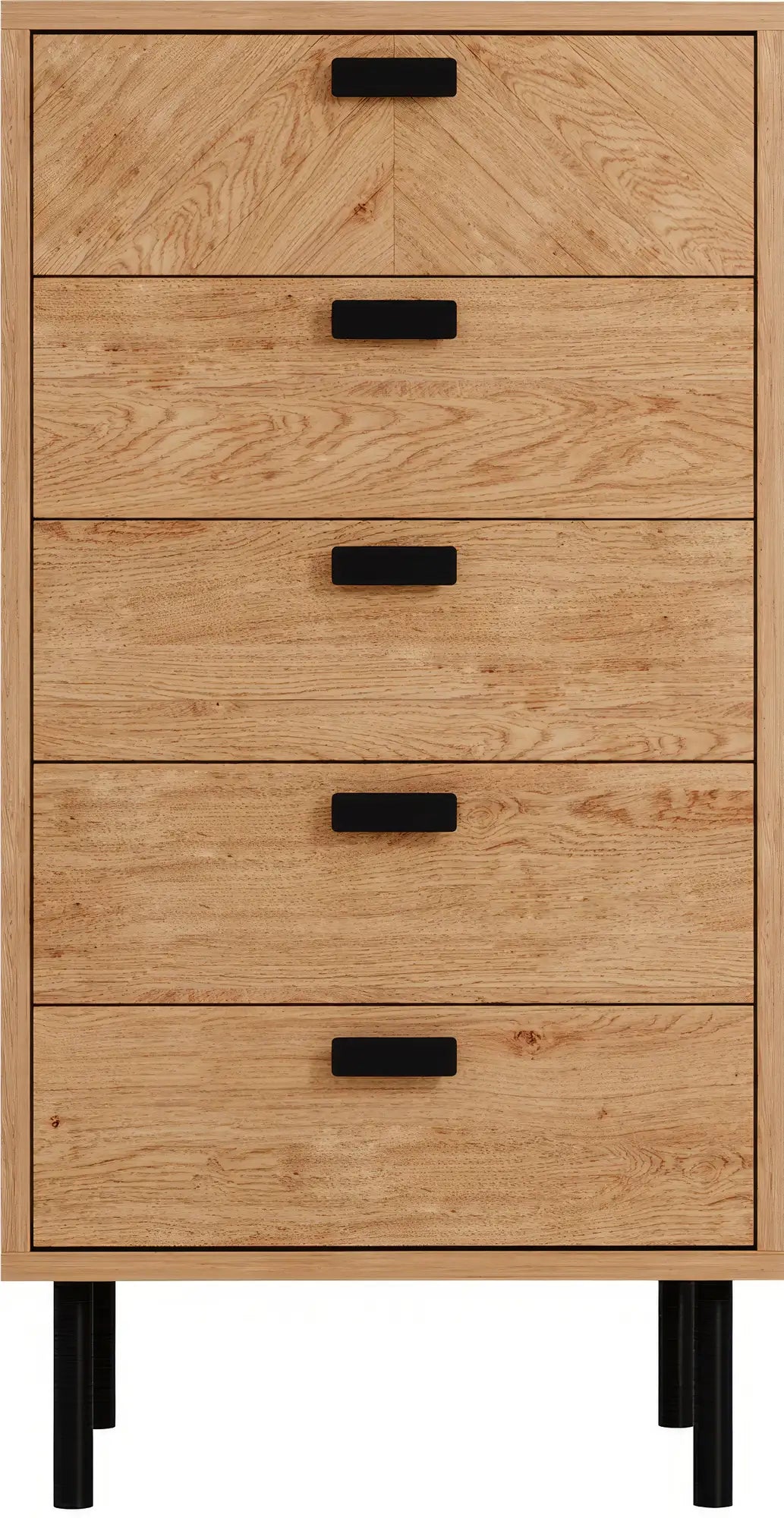 Leon 5 Drawer Narrow Chest   Medium Oak Effect 2023  02 Dx