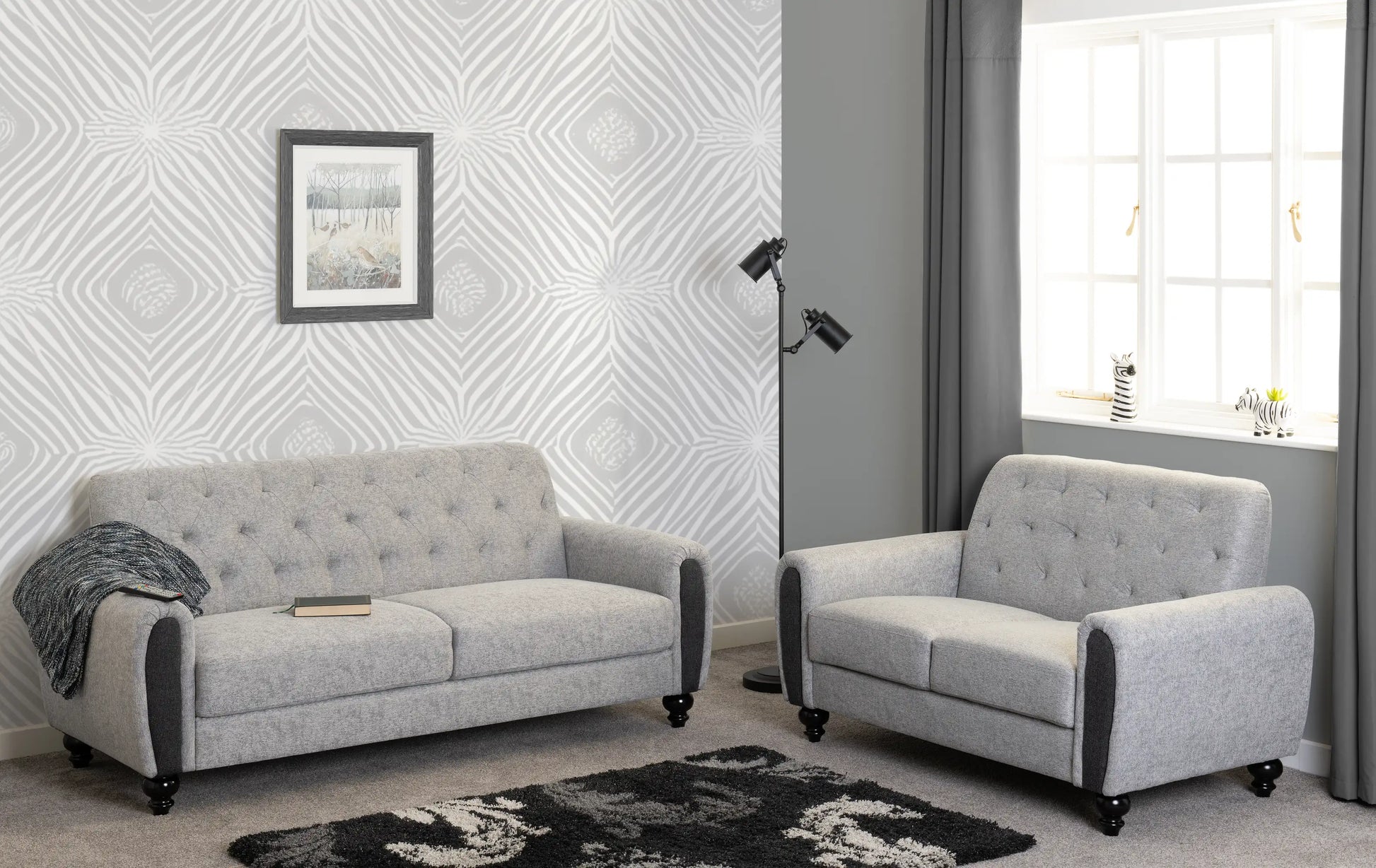 Chester 3+2 Suite Light Grey Fabric 2023  10